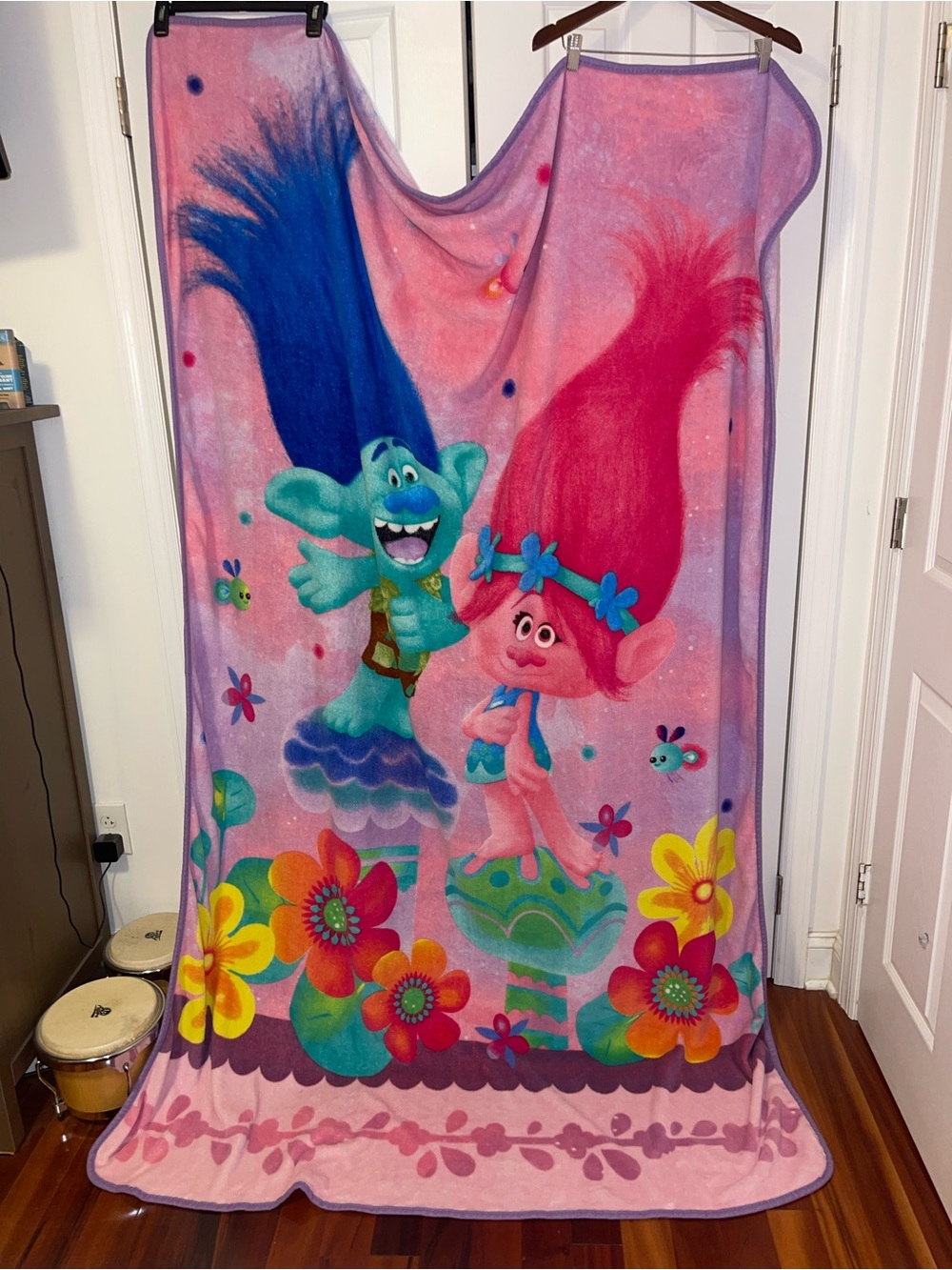 Kids Pink Trolls Plush Blanket